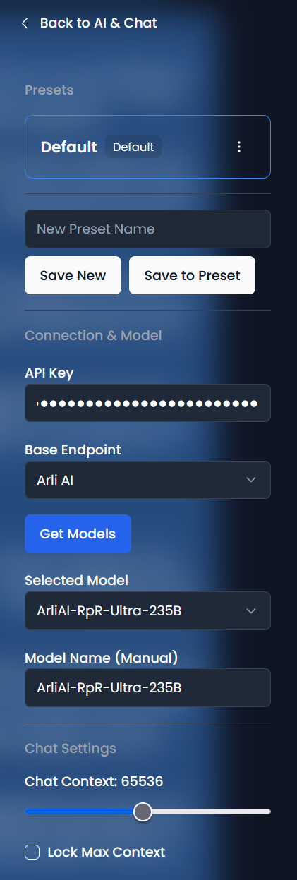 Janitor AI settings Image